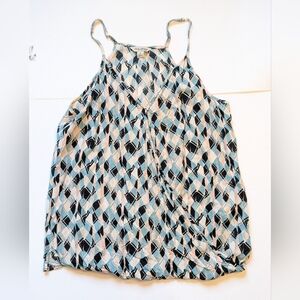 Lucky Brand Geometric Diamond Print Spaghetti Strap Tank Blue Black Small